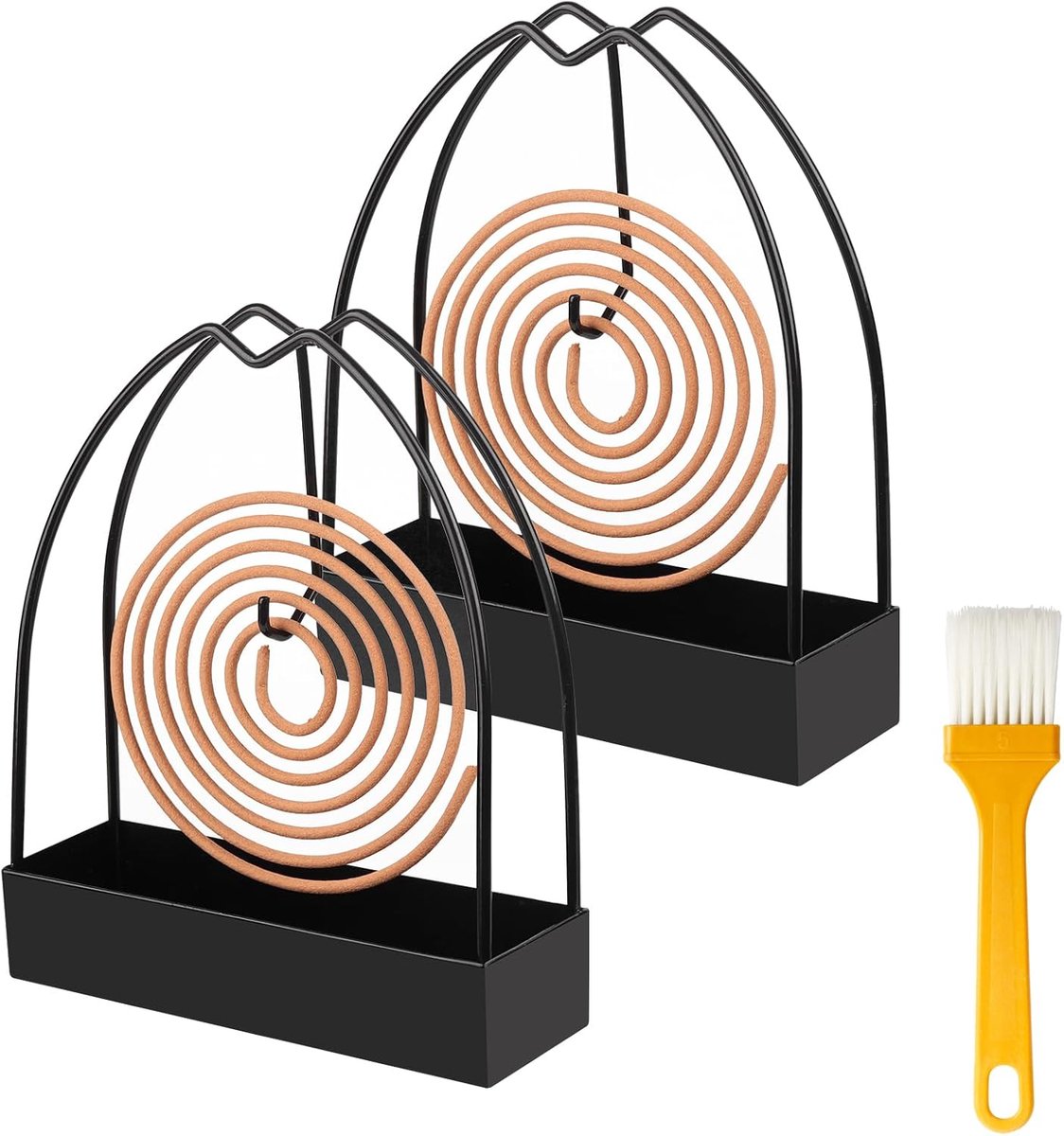 spiraalhouder, 2 stuks, houder voor muggenspoelen, driehoekige spiraalhouder in zwart, spiraalhouder van metaal voor slaapkamer, woonkamer, keuken, kantoor (B)