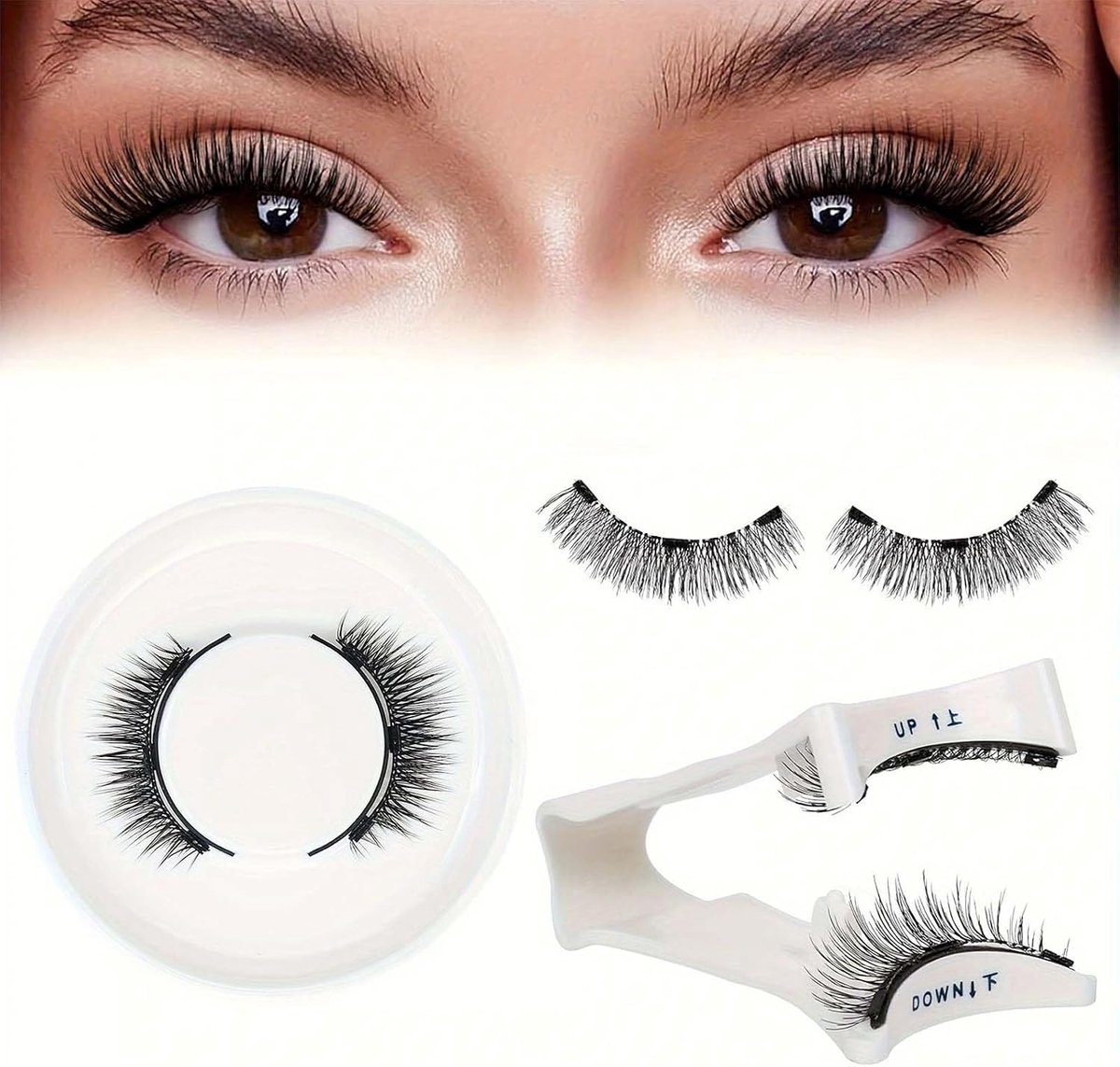 wimperset met applicator – natuurlijke magnetische nepwimpers zonder eyeliner of lijm – herbruikbare wimpers met opbergdoos en spiegel