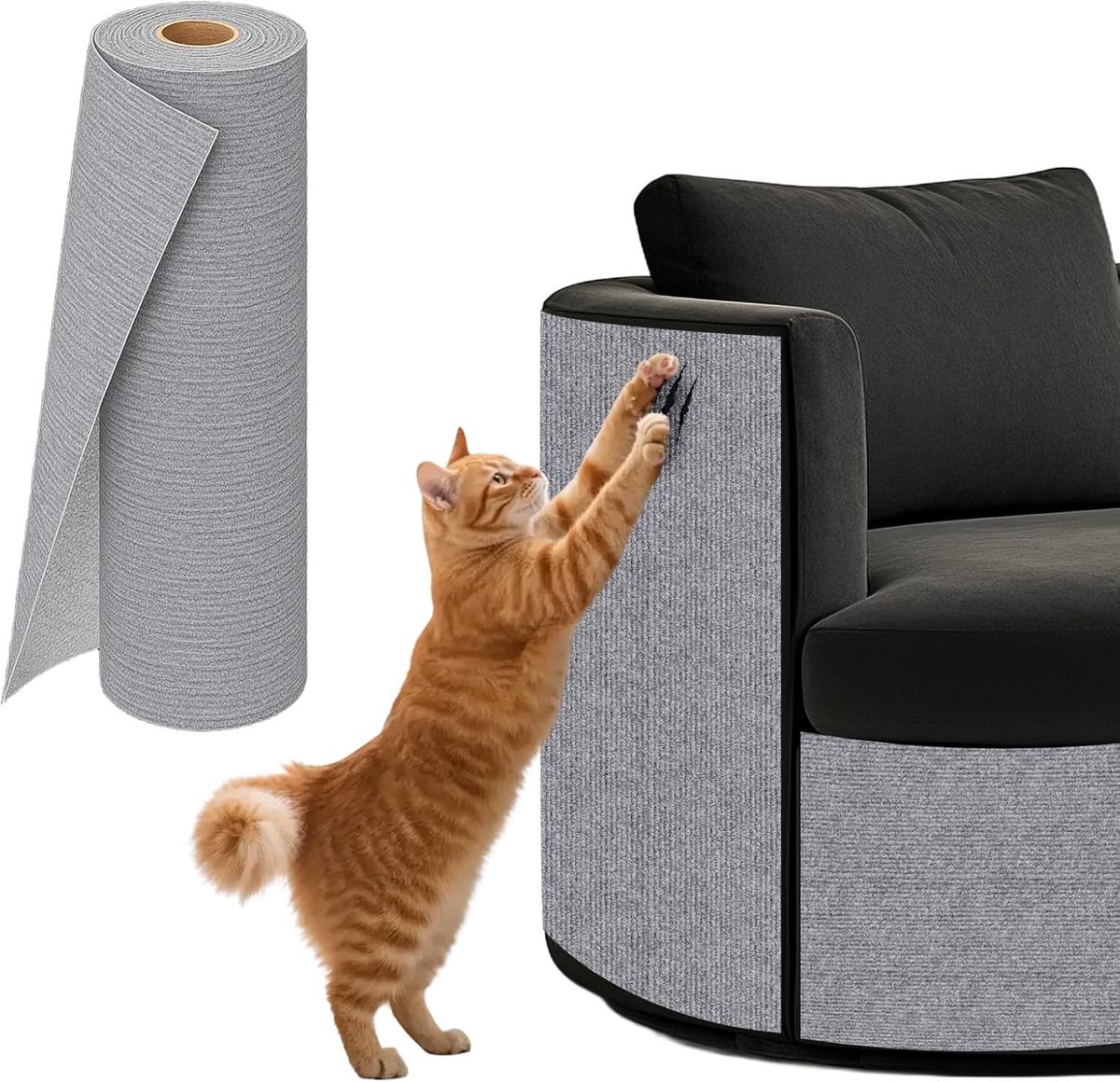 powerking Krasbescherming voor katten, bank, meubelbescherming, doe-het-zelf op maat te snijden, zelfklevend, krabpads, kattenklauwtapijt (lichtgrijs)