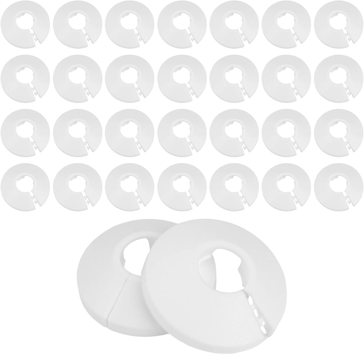 30 Verwarmingsbuis-rozetten wit, Enkele Gatafdekkingen, Radiatorafdekking | Kunststof Radiatorrozetten Buisafdekking, Afdekrozetten, Buisklemmen voor 16 mm Diameter, Radiatorbuizen Polypropyleen