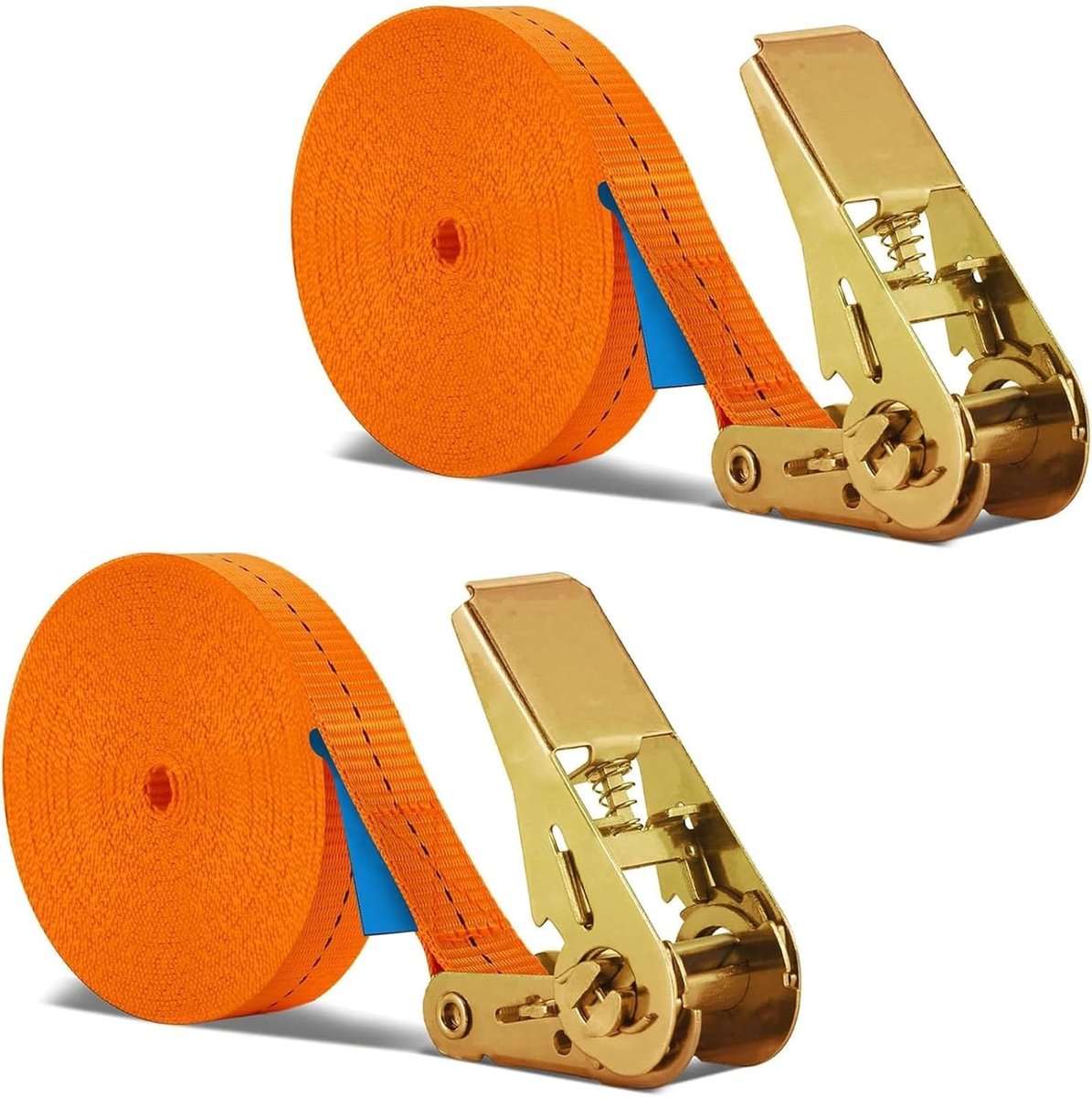 2 x 12 m ratelbanden, oranje, 25 mm spanbanden met robuuste ratel voor belasting tot 1000 kg, voor motorfiets, fiets, vrachtwagen, totaal 24 m, oranje
