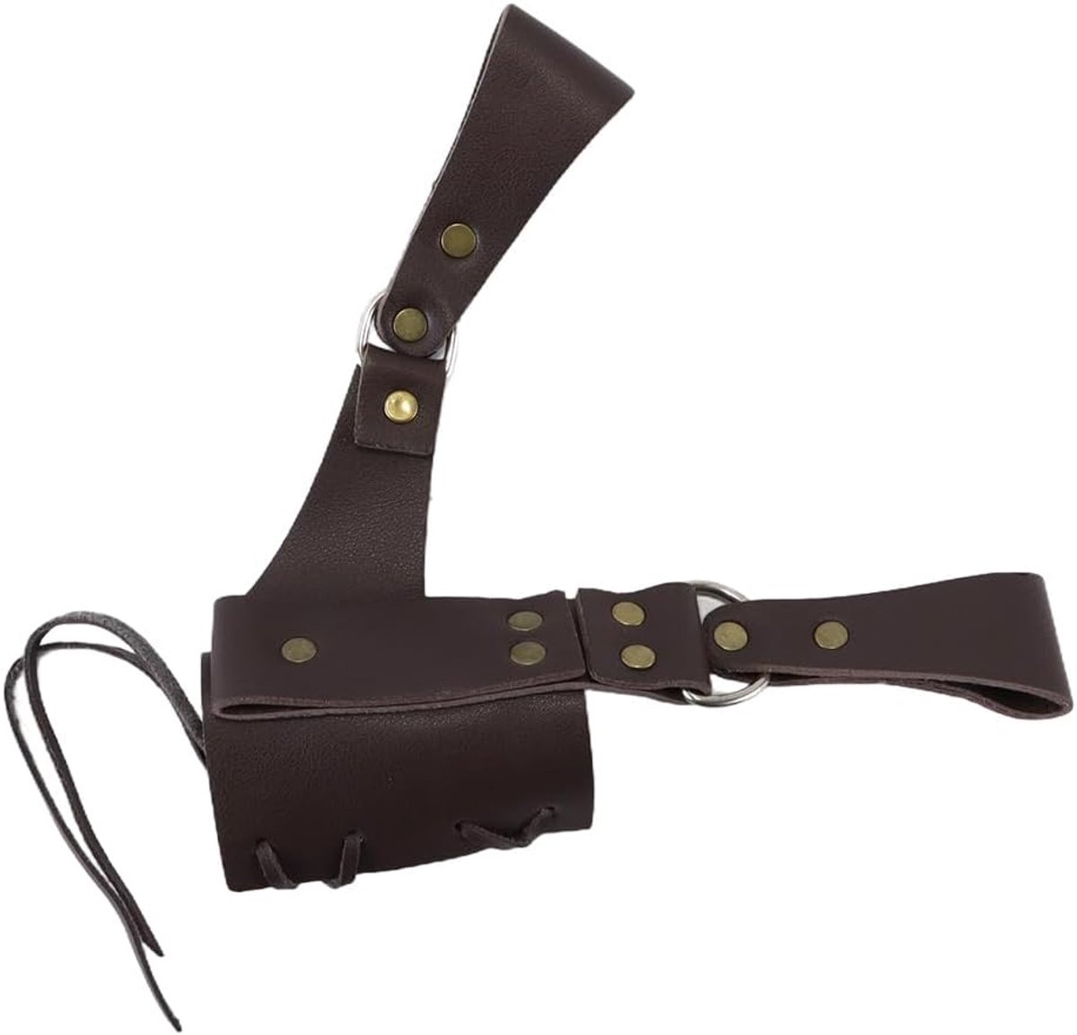 volnerf leren kikkerholster - Middeleeuwse schederiem voor rechtshandigen, kokosnootbruine houder voor ridder-/piratencosplaykostuum