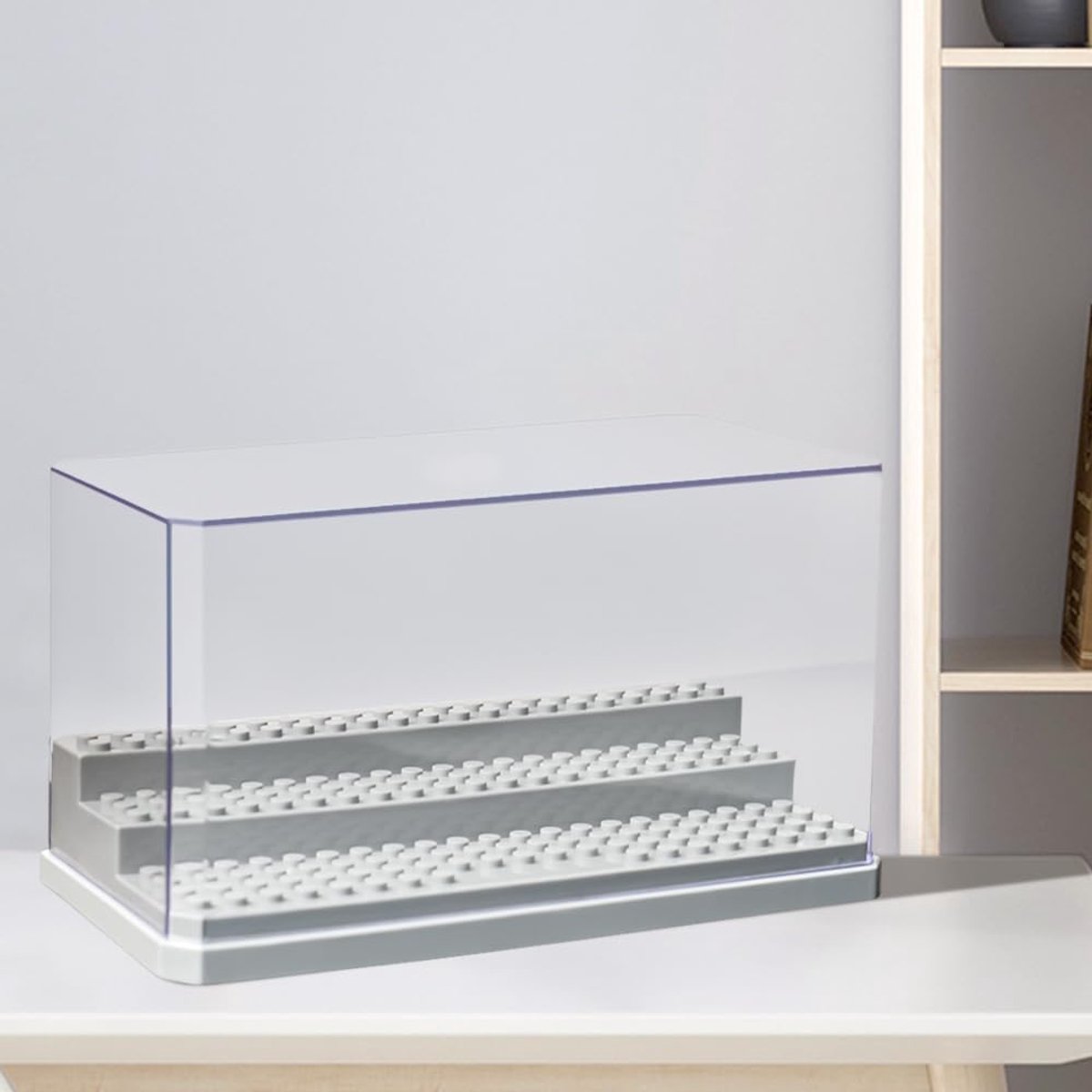 Acryl Displaykast met 3 Planken, Stofdichte Vitrine voor Bouwsteen Poppetjes en Figuurtjes, Kant-en-klaar