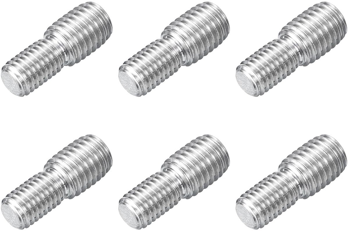 Dubbele schroefdraadbouten, M10 x 15 mm op M12 x 15 mm, 6 stuks schroefreduceradapter van roestvrij staal 304 voor montage van meubels en machines