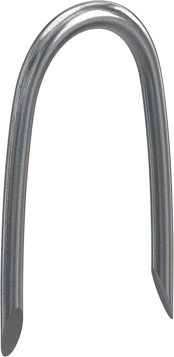 100 stuks stalen krampen, 2,5 x 12 x 25 mm, Made in Germany, roestvrij, verzinkt staal, krampen voor hek, bevestiging van gaashek, pikethek, U-spijkers, stakethek