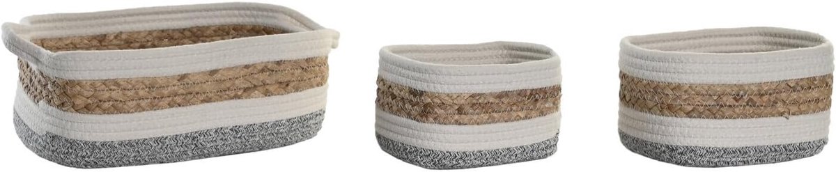 Set 3 vezels Algodon 33 x 23 x 13 cm BLANCO
