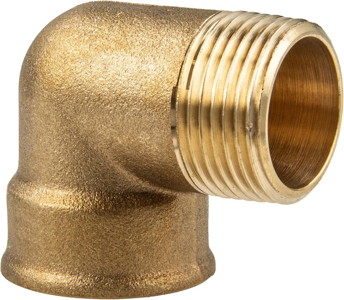 Messing Connector 90 ° Onbehandeld Messing Vrouwelijk x Buitendraad
