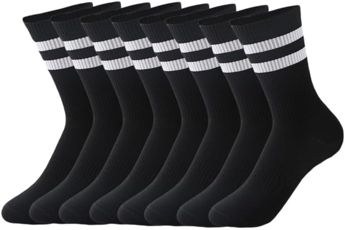 4 paar sportsokken, uniseks, katoenen sportsokken, ademende crew-sokken, tennissokken, sneakersokken, werksokken voor dames en heren