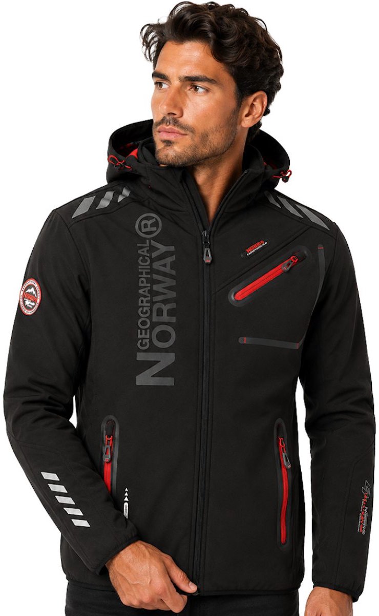 Geographical Norway Royaute Softshell Jas Zwart / Rood - S