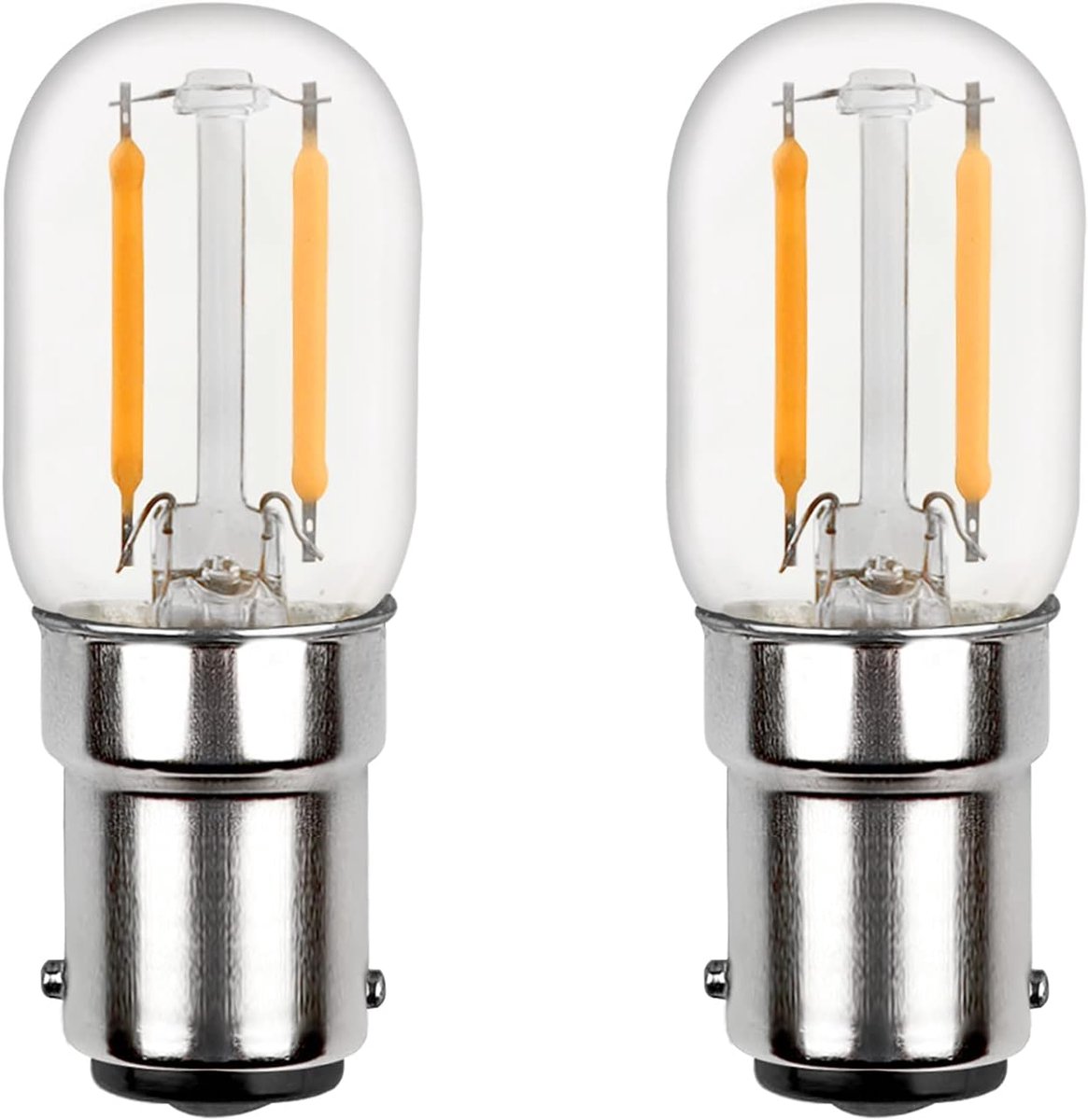 B15d LED-lamp 230V voor naaimachine, dubbel contact, 2W LED vervangt gloeilampen B15 15W, koud wit 6000K, 150LM, niet dimbaar, gloeilamp Bajonet B15d klein, 2-pack