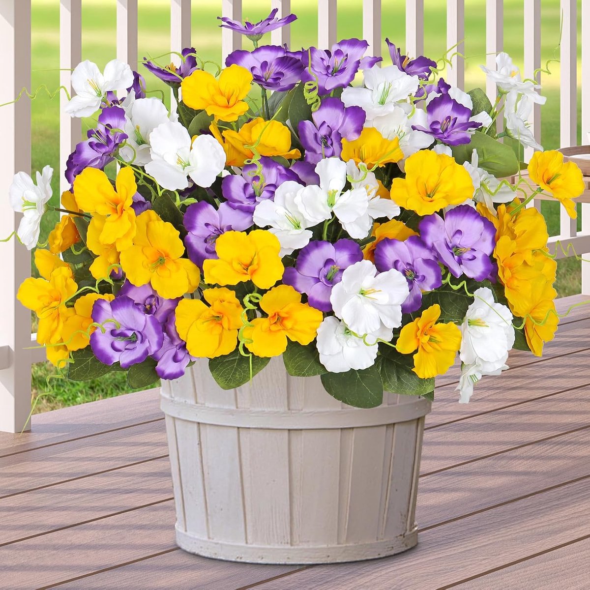 Kunstbloemen Buiten UV-bestendige Kunstplastic Planten Decoratieve Realistische Kunstzijde Kleurrijke Bloemen voor Buiten Tuin Vensterbank Huwelijksfeest Lente Zomer Decor