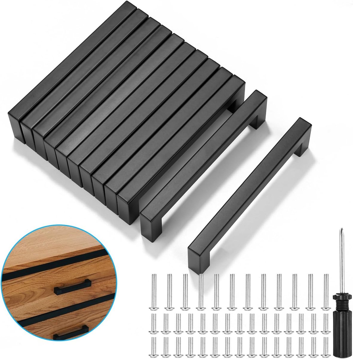 12-delig keukenhandvat, zwart kasthandvat, 128mm lade handvat, roestvrij stalen handvat, roestvrij stalen lade handvat, keuken, kantoor, lade, kast, embedded garderobe