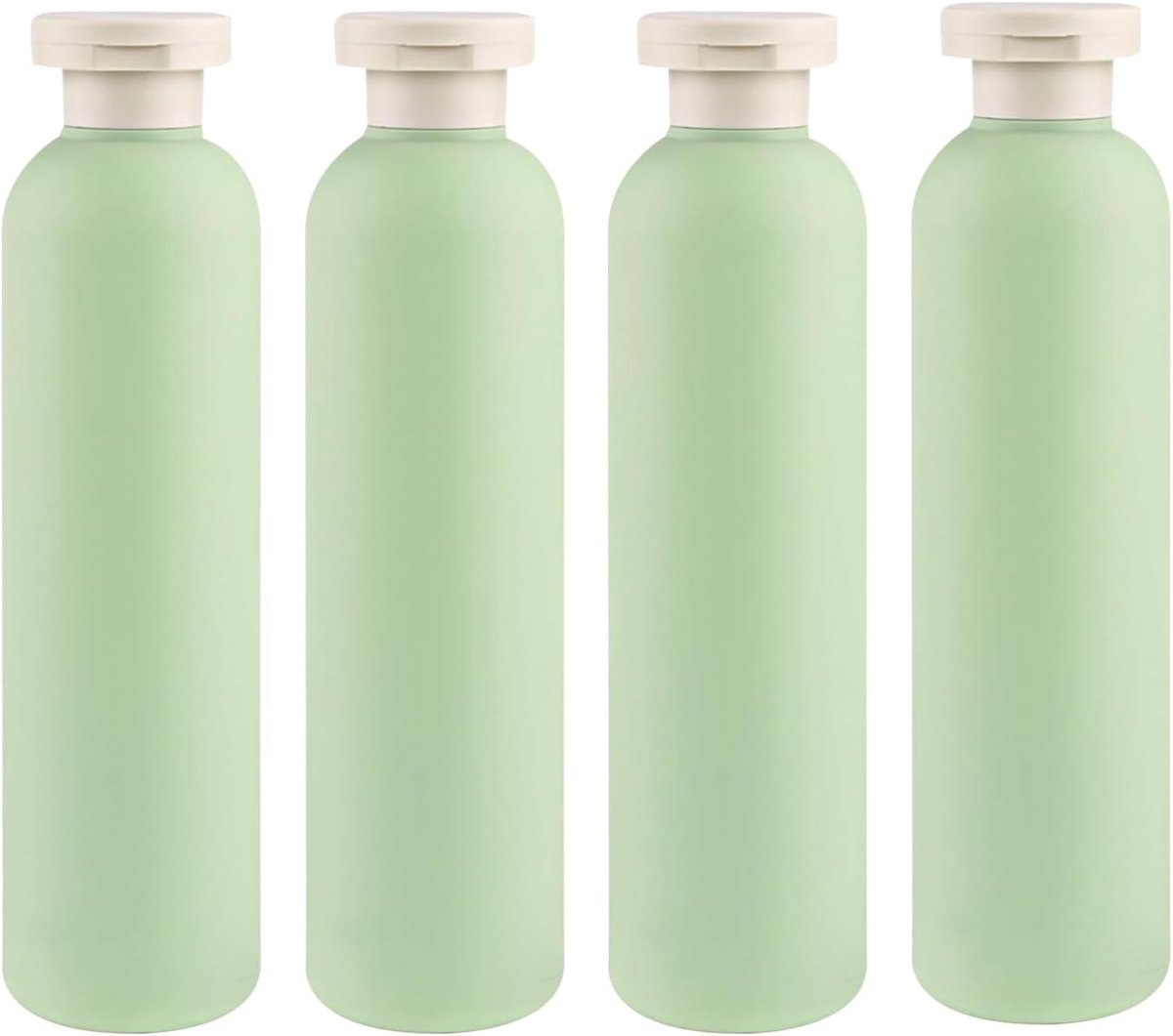 4 stuks knijpflessen met flipdop, 260 ml, lekvrij, knijpbare reiscontainer, navulbare kunststof reiscontainer, draagbare reisflessen, voor crèmes, lotion, shampoo (groen)