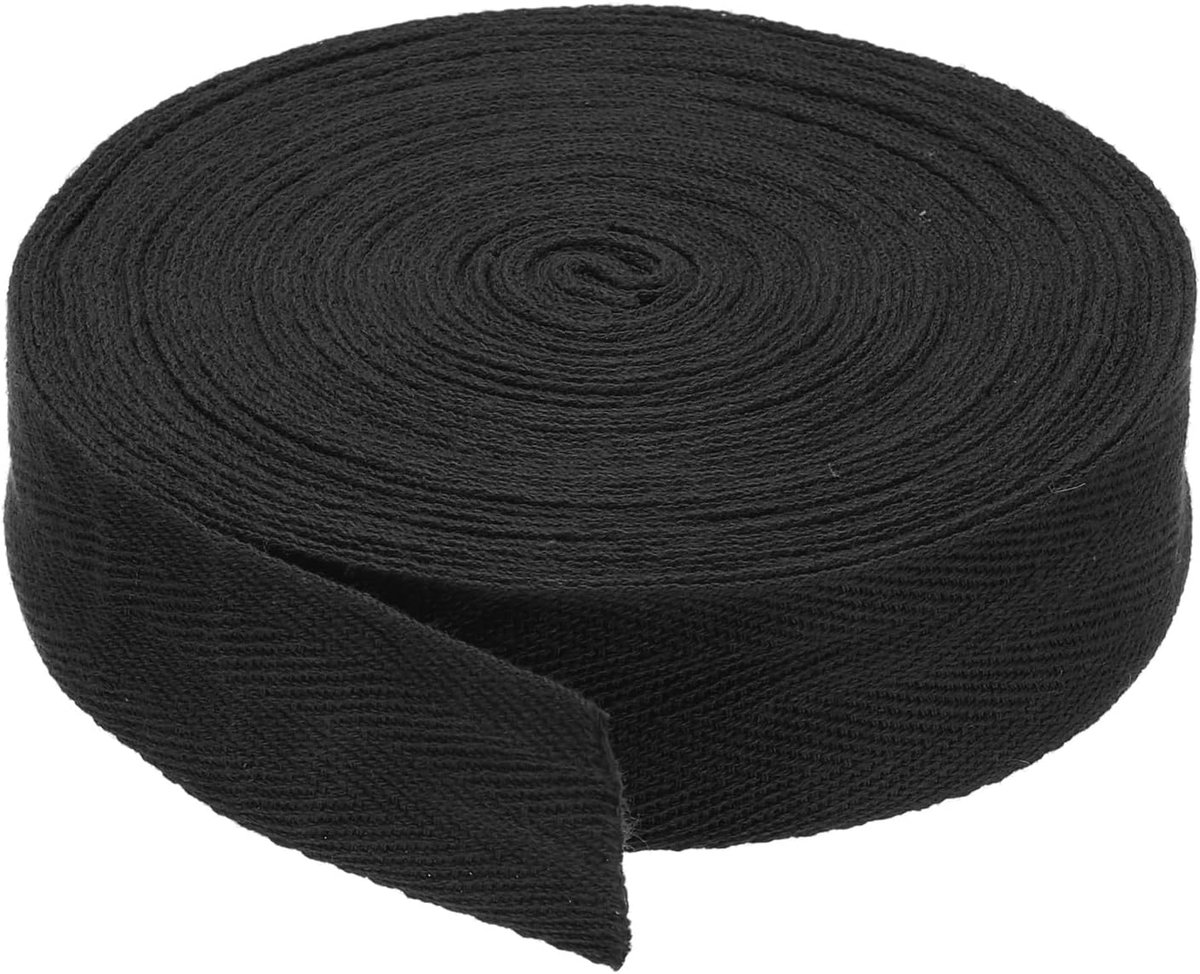 2,5 cm Katoen Twill Tape 10 Yards Katoen Lint Bias Binding Tape Visgraat Webbing Trim Voor Naaien Gift Wrapping Craft DIY Zwart