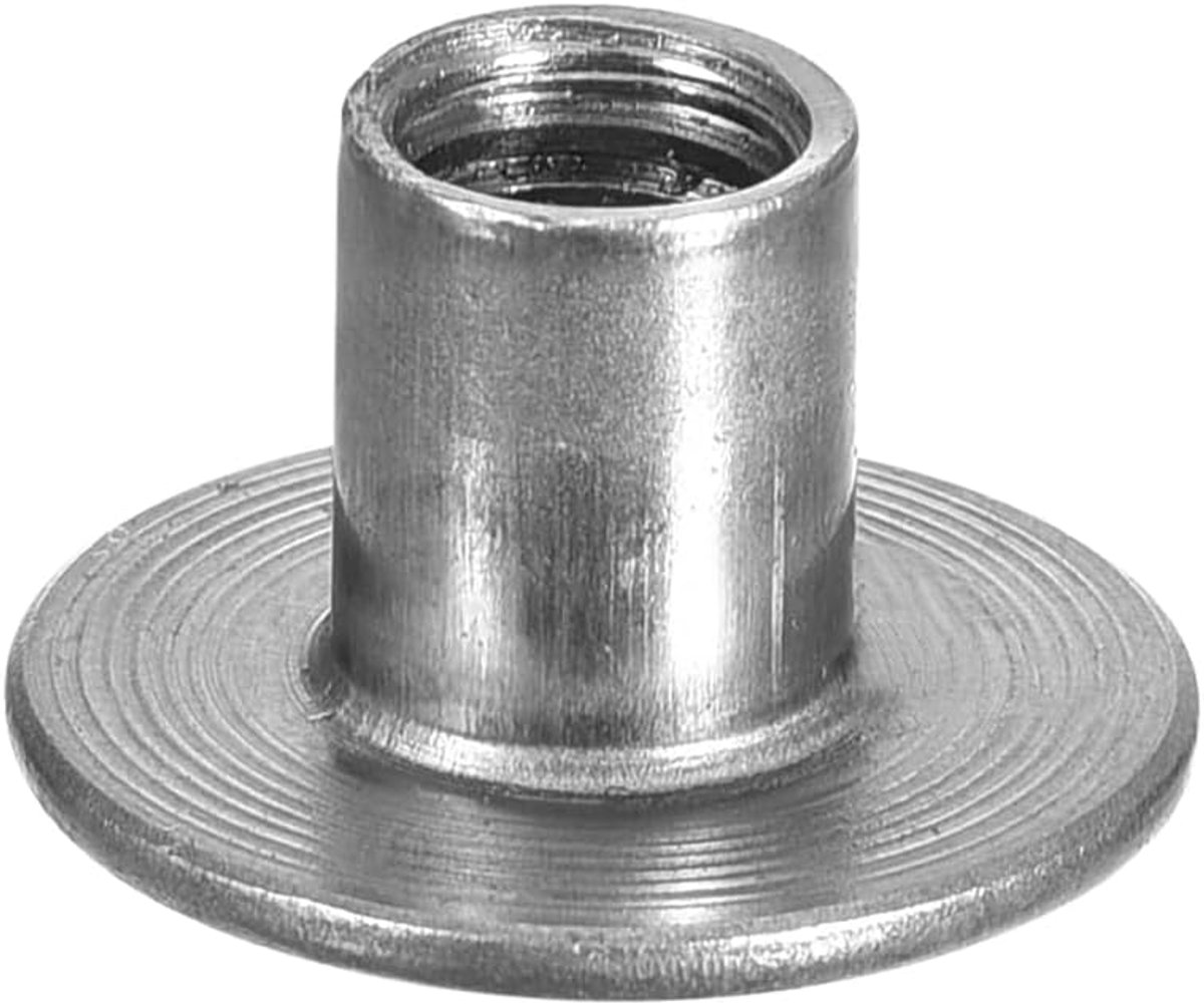 T-moeren M8, 12 stuks koolstofstalen T-moeren, lasbare moeren met ronde bodem met doorgangsgat, hoogte 12 mm, schroefdraad inzetstuk vrouwelijk