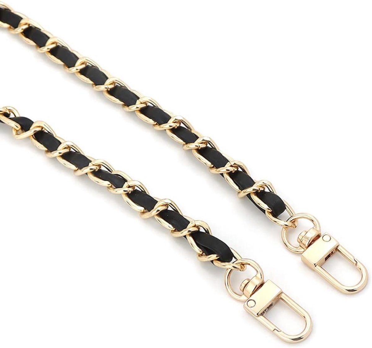 120 cm, tas schouderriem ketting accessoires tas met metalen band diagonaal door de leren ketting, vervangende accessoires voor handtassen, schoudertas, portemonnees, lichtgouden ketting (zwart)