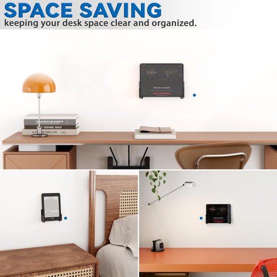 sciuU Wandhouder Universeel Dock voor Tablet Smartphone eReader Afstandsbediening Houder Stick op Muur, Compatibel met iPad Samsung Google Surface Huawei Honor, Installatie 3M Lijm of Schroeven — afbeelding 4