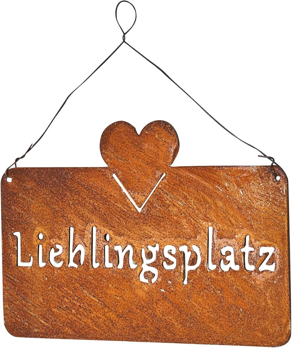 levandeo Schild Lieblingssplatz 25x16cm hart tuindecoratie roest roest decoratie deurplaat muurschildering belettering wanddecoratie