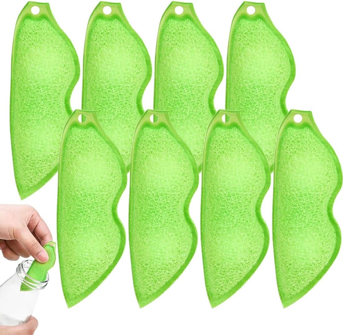 8 stuks spons voor flessen Magic Beans, keukensponzen in de vorm van een erwt