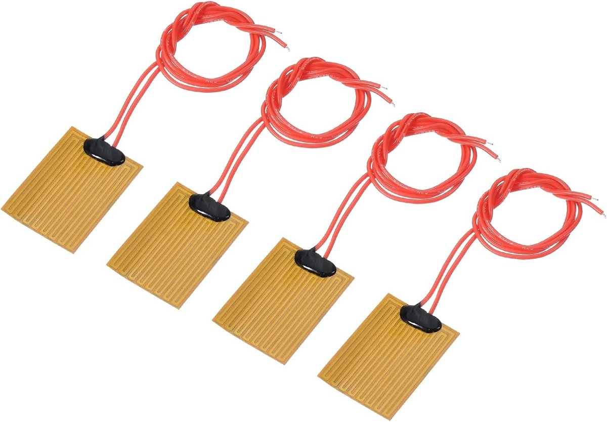 sourcing map Verwarmingsfolie verwarmingsplaat, 5V 1W polyimide verwarmingspads, zelfklevende PI verwarmingselementen folie 40 mm x 30 mm verwarmingsstrips voor constante temperatuur, verpakking van 4
