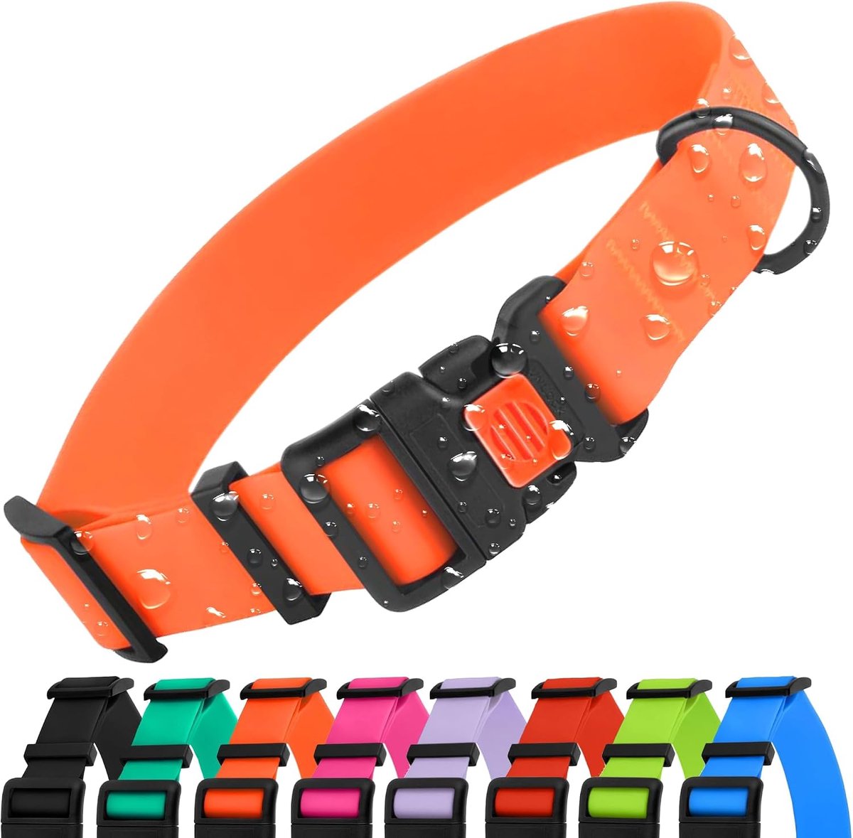Verstelbare hondenhalsband kleurrijke waterdichte halsband voor kleine, middelgrote, grote honden, puppy's, roze, zwart, blauw, mintgroen, oranje