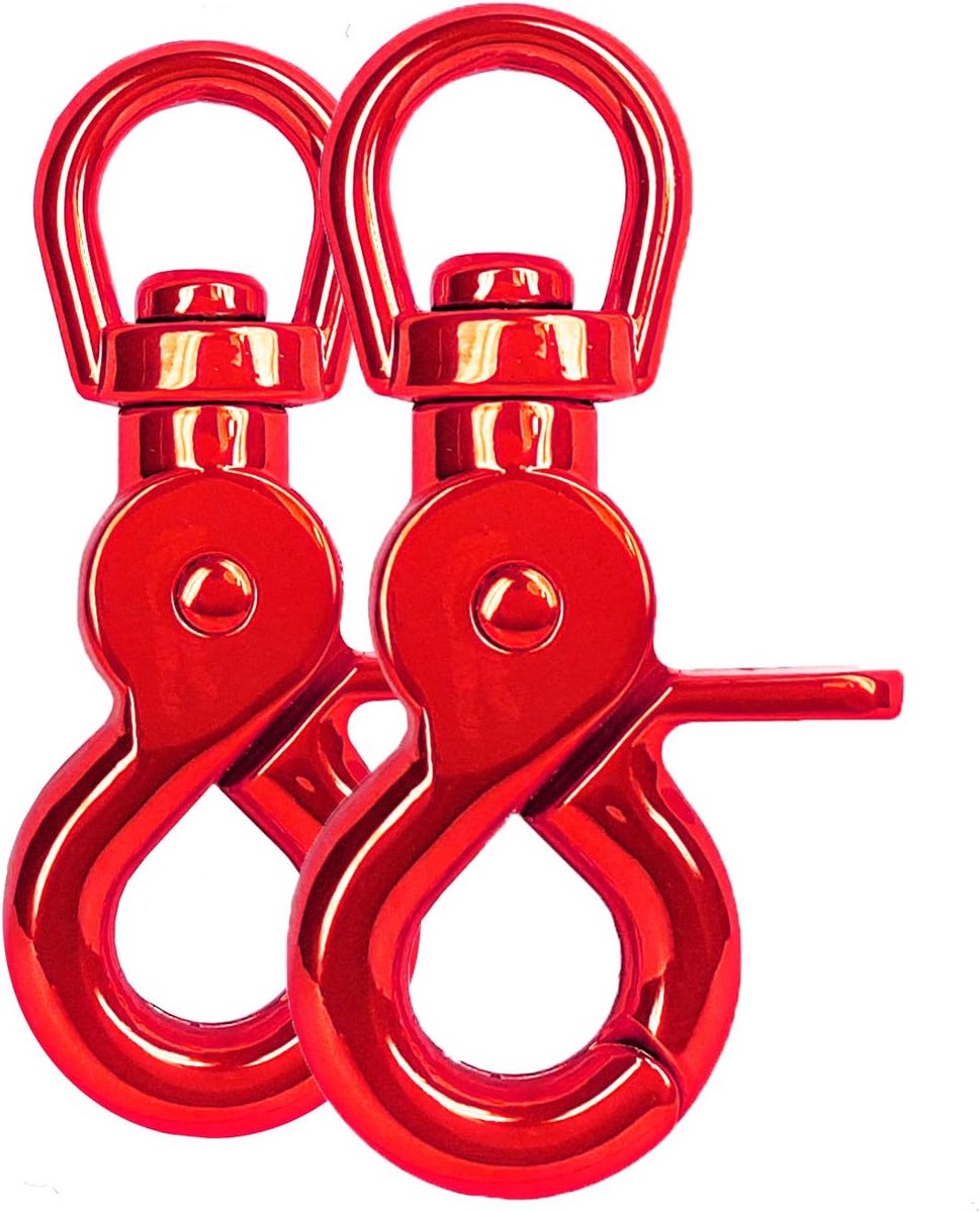 schaarkarabijnhaak met draaikop 60 mm rood, 2 stuks, wervel snaphaak voor hondenlijn en halsband, Triggerhead sluiting voor paracord 550, gelegeerd staal