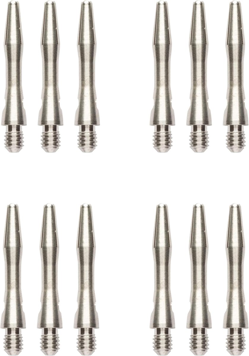 Dragon gewone aluminium extra korte dartspijkers - 4 sets per verpakking (12 stuks in totaal) & Red Dragon checkout kaart