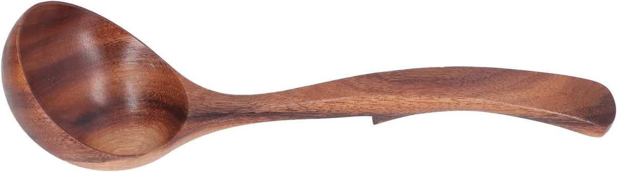 lepels, houten pollepel om te koken, pollepel met lange steel Acaciahout soep serveerlepel keukenservies gereedschap met natuurlijke textuur S tot L (Medium)