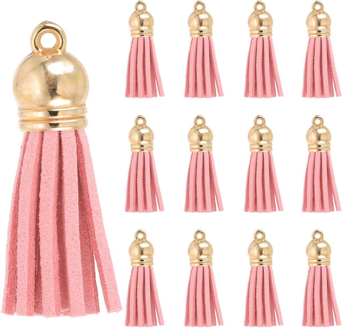 Kwastjes, 30 stuks kunstleer suède kwastje sleutelhanger charme bulk met gouden dop voor doe-het-zelf ambachtelijke decor handtassen armbanden sieraden maken sleutelhanger