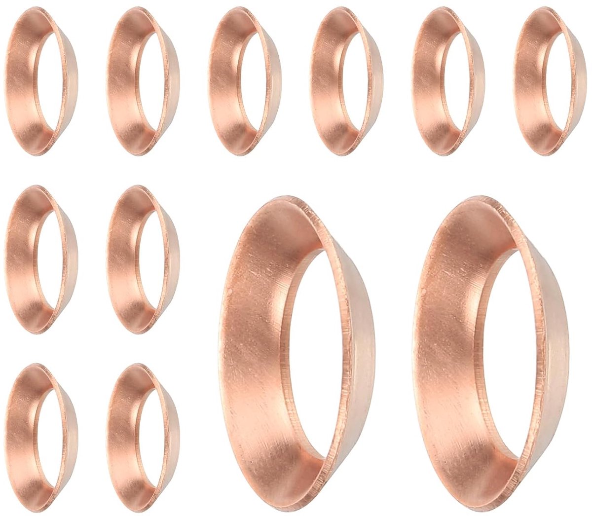 12 stuks koperen flensafdichting, geschikt voor 3/8 inch buismaat, 45 graden koperen flens fittingen voor airconditioning-koelinstallatie-accessoires