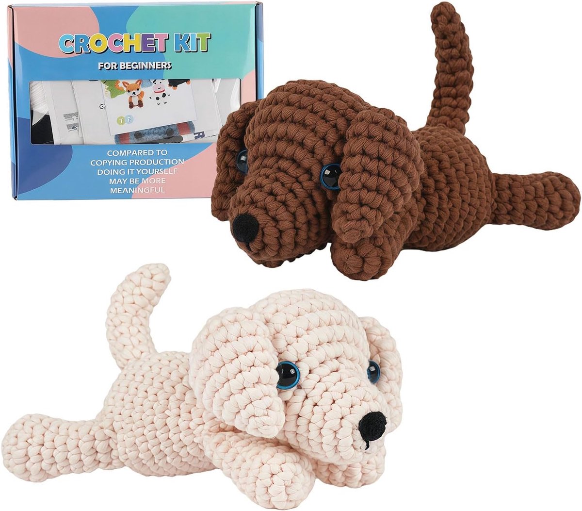 Haakset voor Beginners – Zacht Garens, Naald & Videohandleiding – Golden Retriever DIY Cadeau voor Kinderen & Volwassenen