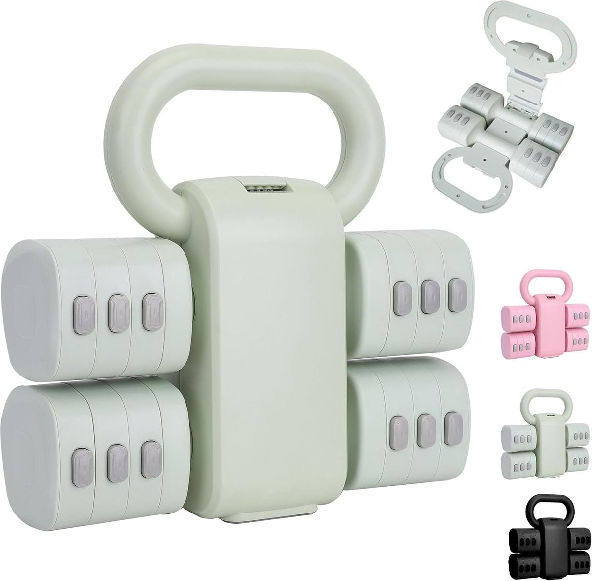 2-in-1 verstelbare halterset, converteerbare kettlebell, elk 1/1,5/2/2,5 kg halters voor home gym training, 4-in-1 halterset voor vrouwen met snelle verstelling