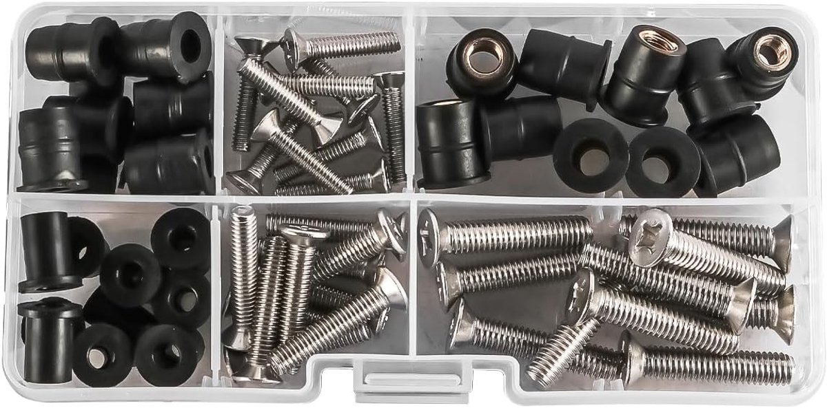 60 stuks M4 M5 M6 bout en moer set met rubberen moeren 304 roestvrijstalen schroeven voor motorfiets windscherm boot onderdelen kajak accessoires M4 M5 M6 maten met messing moeren