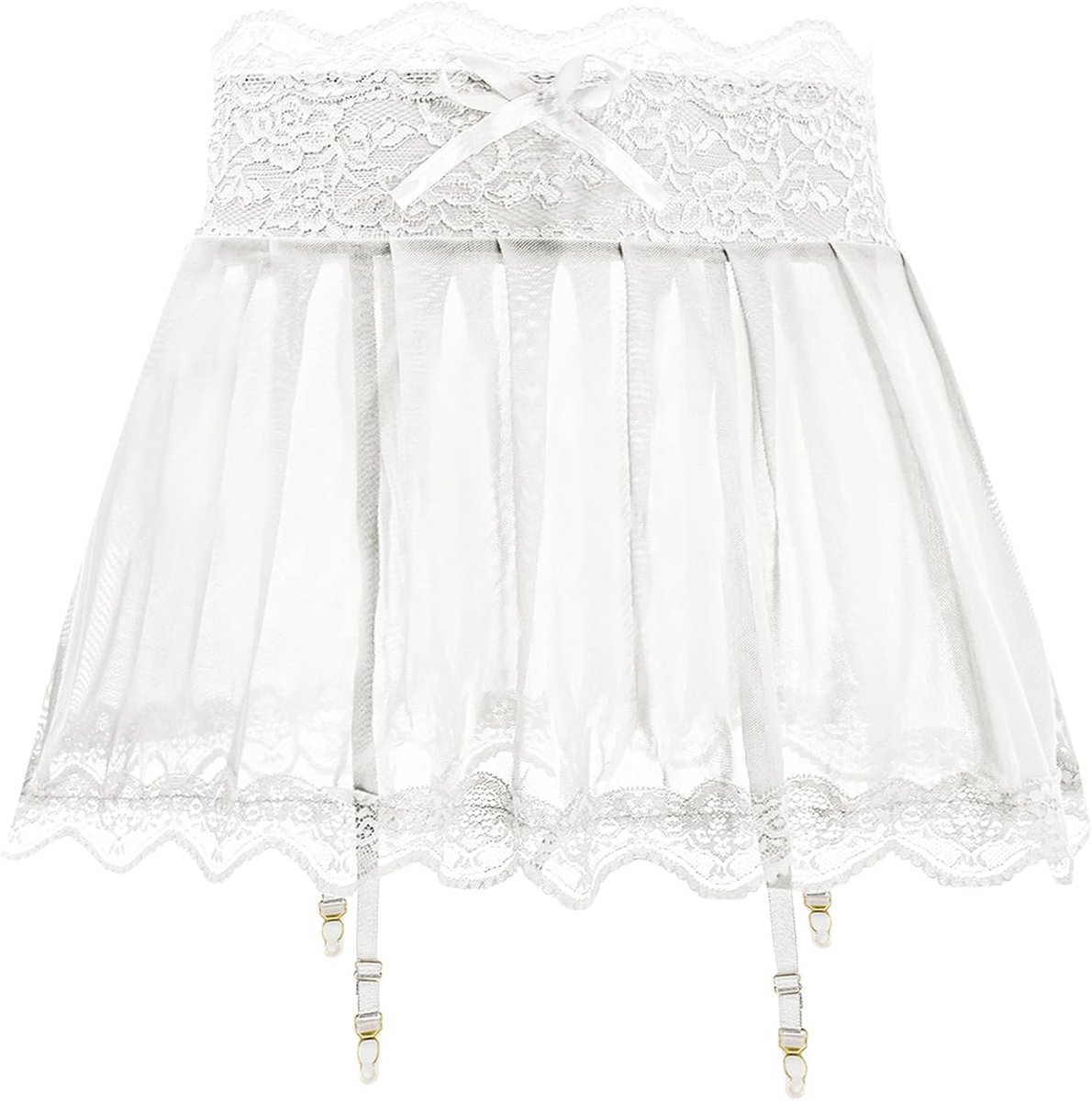 kant transparant heren minirok kort sexy tule rok voor mannen ondergoed lingerie met kousenband S-2XL