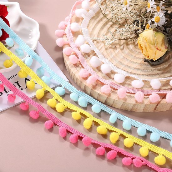 10 yards Pom Pom Trim Lint, 2,5 cm breed Legergroen Pompom Ball Fringe Trim Naaien Fringe Stof Trim Lint voor DIY Ambachten Gordijnen Kussen Home Decoratie — afbeelding 2