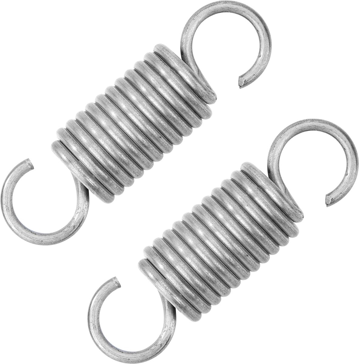 Trekveren met haak, roestvrij staal, trekveer, spanveer, 55 mm, buitendiameter 16 mm, draaddiameter 2,5 mm, maximale trekkracht 19,1 kg, 2,5 x 16 x 55 mm, 2 stuks