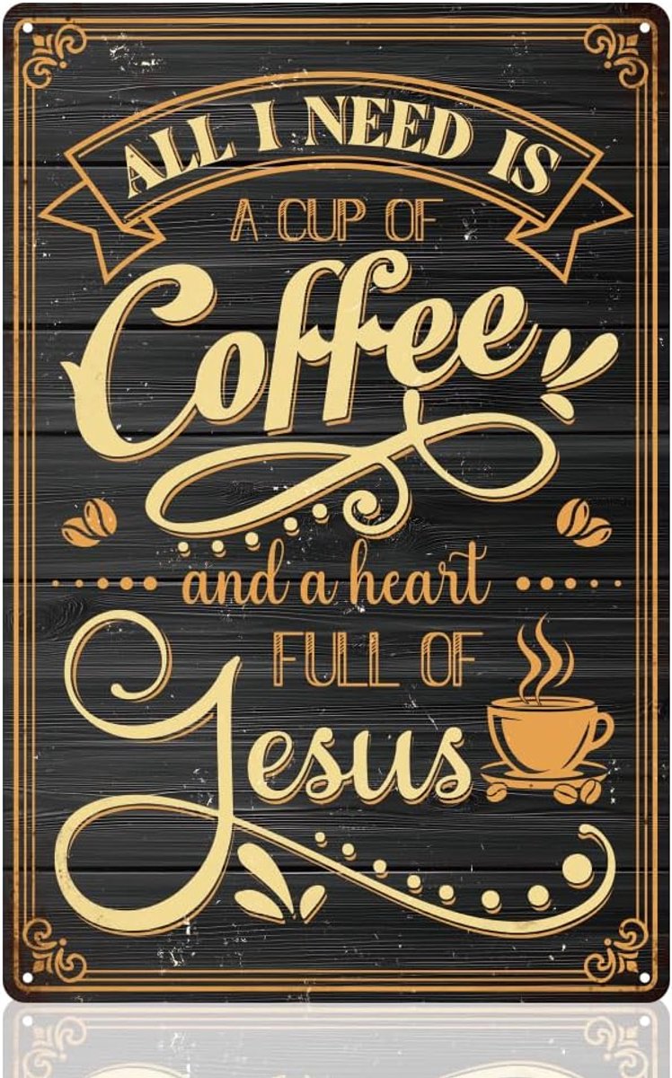 muur decor teken, alles wat ik nodig heb is een kopje koffie kunst aan de muur, metalen blikken poster voor thuis, keuken, café, bar, muurdecoratie, cadeau 20 x 30,5 cm