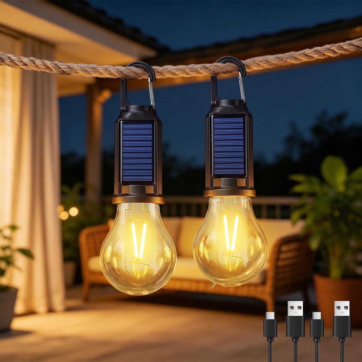 led-campinglamp met 3 helderheidsmodi, waterdicht, campinglamp, stroomuitval, noodgevallen, vissen, avontuur (2 stuks)