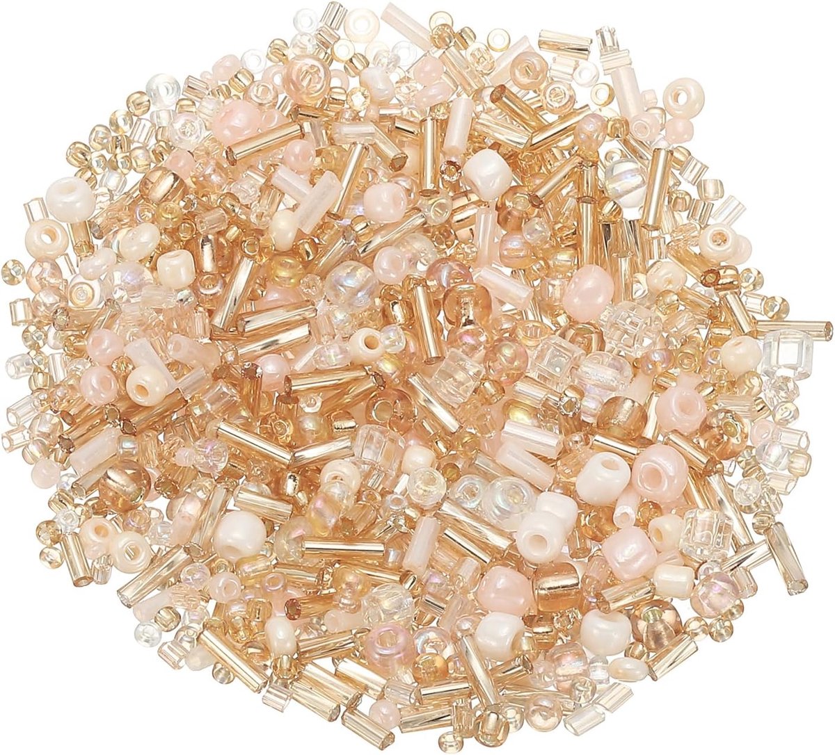 METERXITY 1000 stuks gemengde glazen rocailles, 1-4 mm/0,04-0,16 inch buis mini glazen bugle kralen voor doe-het-zelf oorbellen/kettingen/armbanden/sieraden maken [champagne]