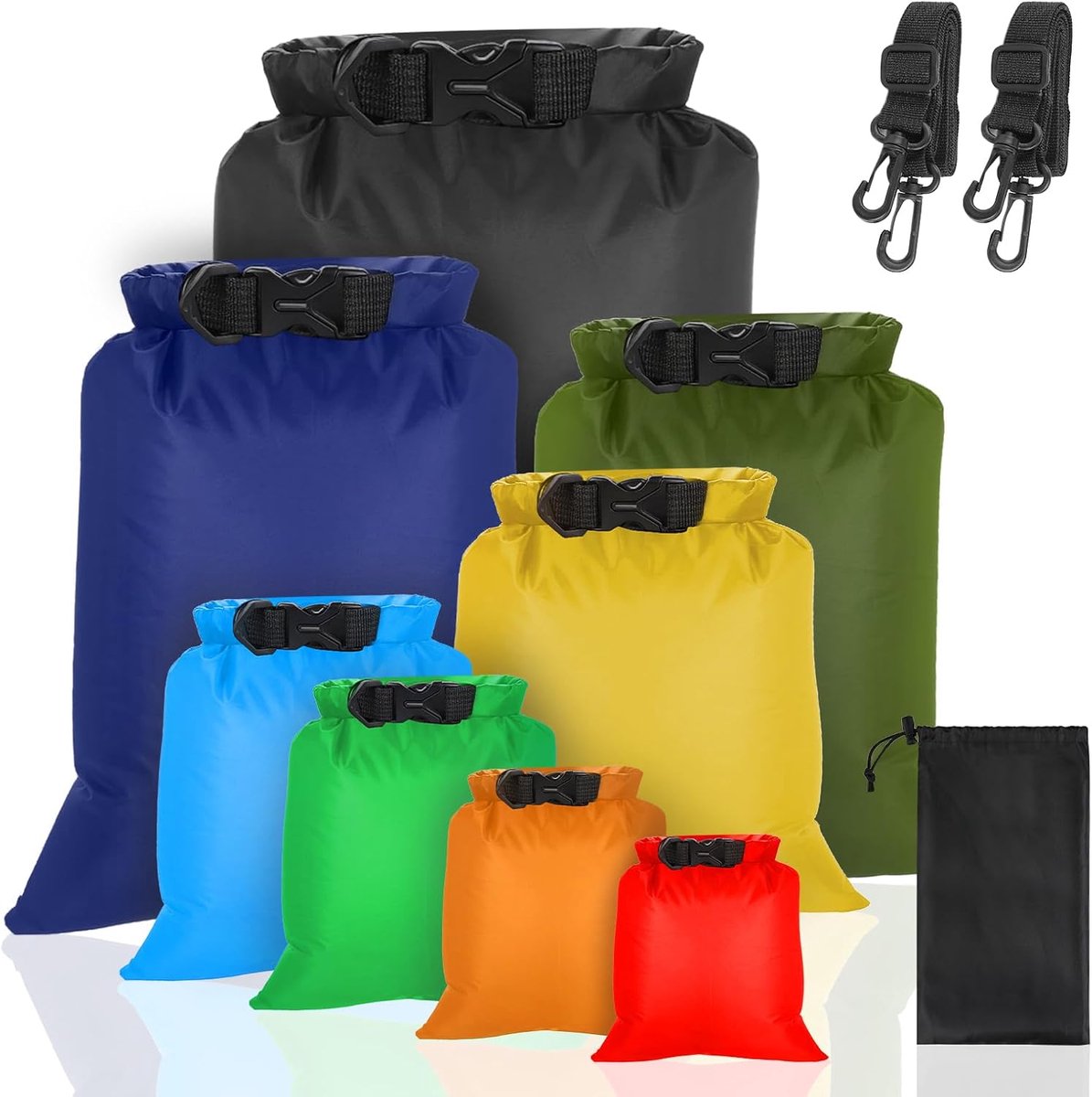 Waterdichte opbergzakken, 8 stuks, 1,5/2,5/3/3,5/5/8L/10L/13L, waterdichte zak, lichtgewicht droogzak, pakzak, waterdichte watersportzakken
