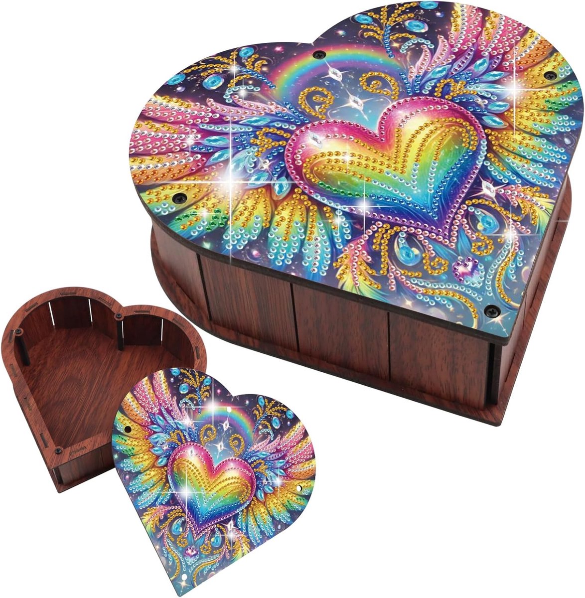 Diamond Painting opbergdoos hartvorm 19,9 x 19,9 x 6 cm diamant schilderij hartvormige snackbox bureau organizer Crystal Art opbergbox sieradenkistje voor opslag, decoratie, hart