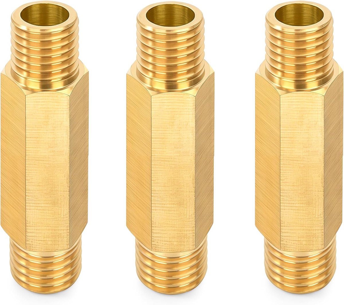 3 slangaansluitingen van messing voor verlenging, 1/4 inch x 1/4 inch mannelijke adapter met nippel van 50 mm lengte, converter voor water, olie, lucht