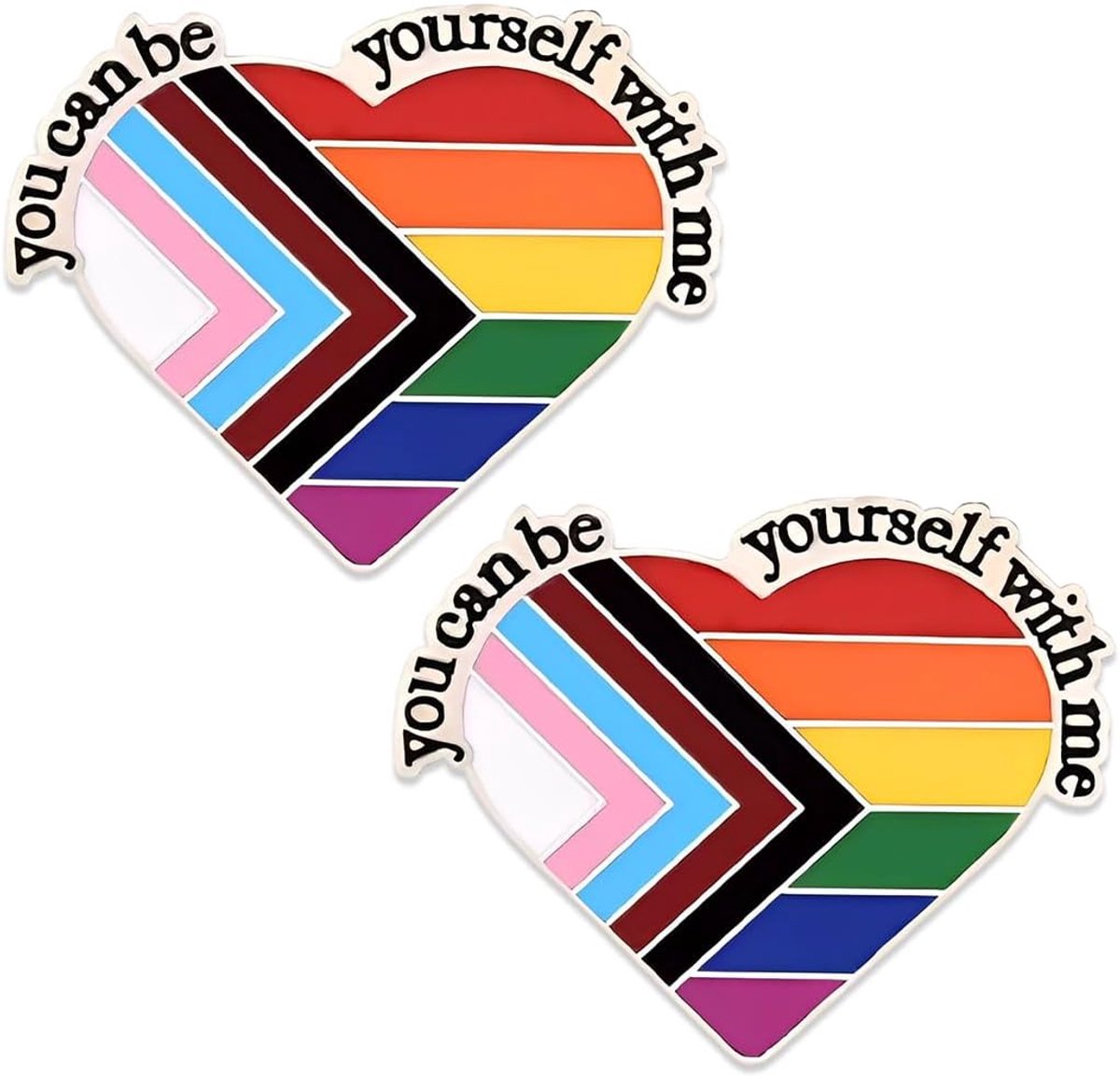Broches, Gay Troz Gay, Pride Gadget, LGBT-broche, inspirerende citaten, regenboog, hart, broche (regenboog)