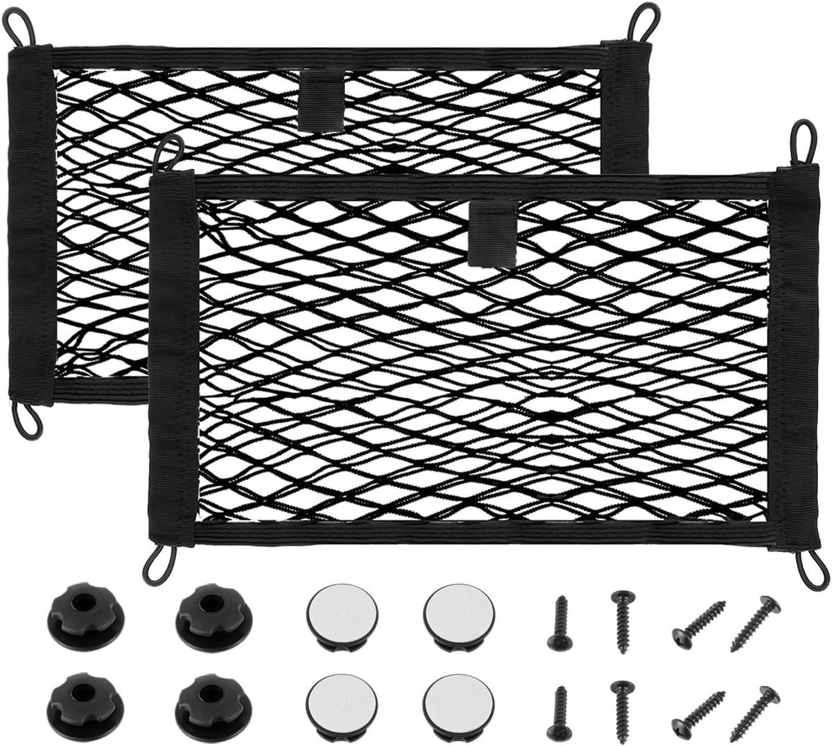 55x25cm Universeel Mesh Cargo Net Elastische String Netto Mesh Netto Pouch Dubbellaags Cargo Net met Schroeven & Haken voor Kofferbak RV Boten Thuis Cargo Opslag - houdt items georganiseerd (2