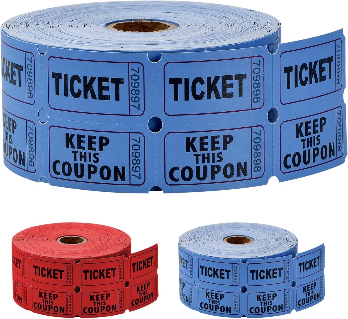 1000 loterijbiljetten (500 paar), dubbele rol, opeenvolgende nummering, rood/blauw, veilingkaarten voor evenementen, ingangen, loterijen, prijzen en beloningen (blauw)
