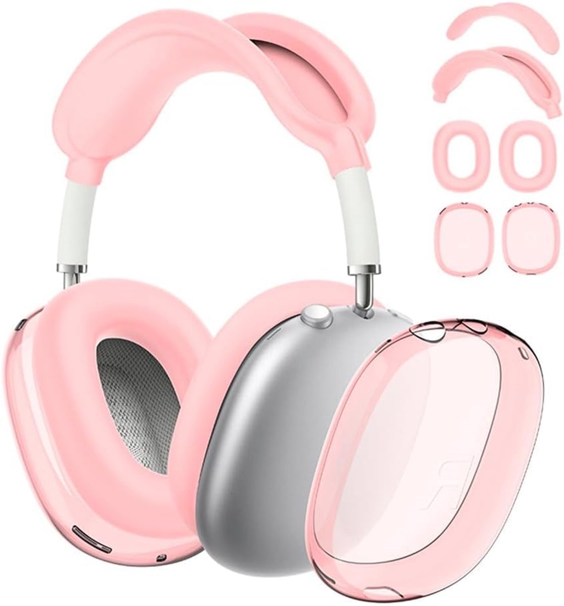 Koptelefoon beschermhoes set - 4 stuks - roze - vervangende accessoireset voor over ear hoofdtelefoon - SnelShoppen