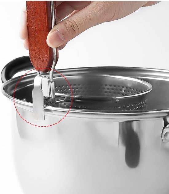 Noodle dividers - roestvrij staal - houten handvat - ideaal voor het afspoelen van pasta - m-winkel — afbeelding 3