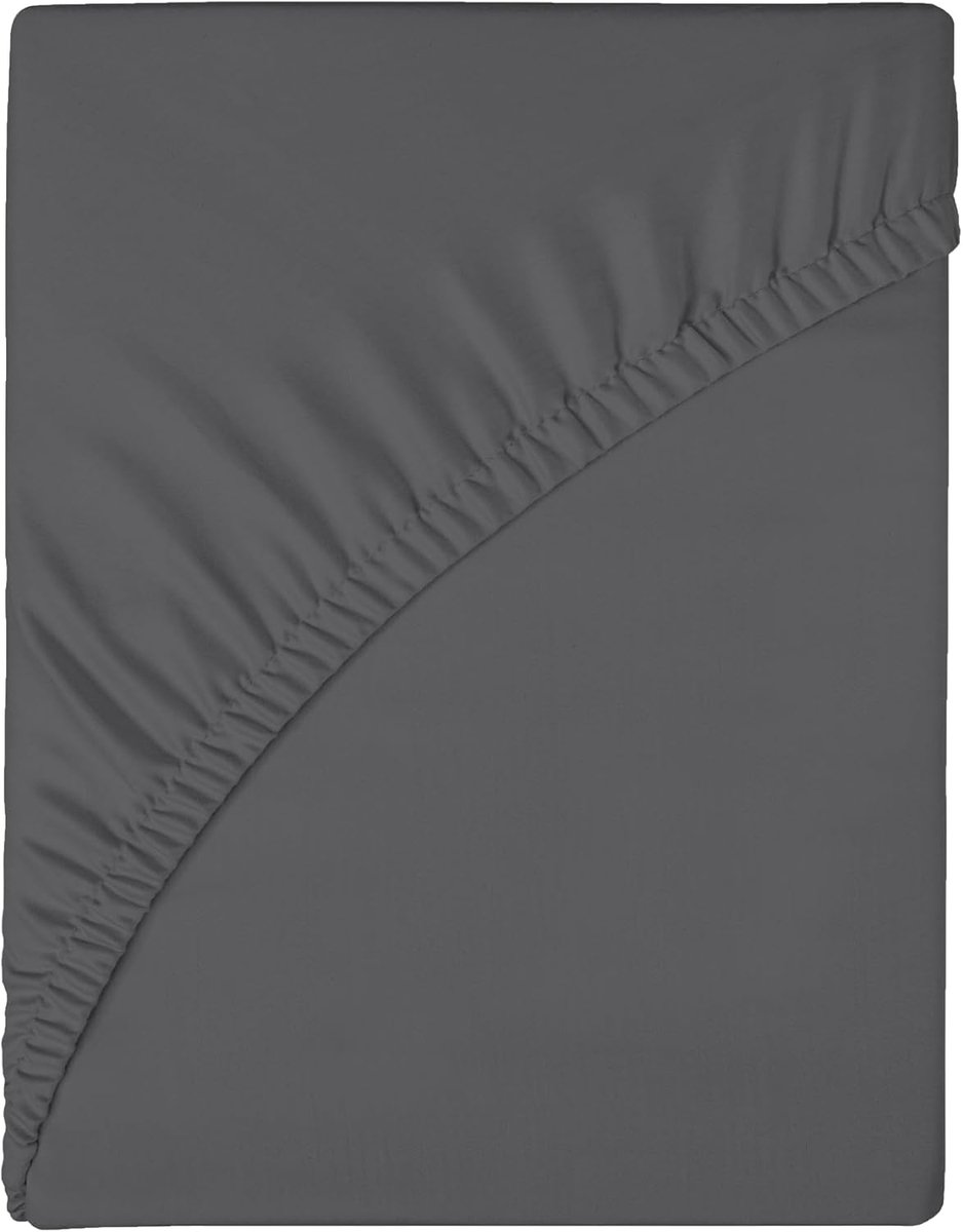 wyewye Hoeslaken voor 180 x 200 x 25 cm, microvezelstof, krimpt en vervaagt niet, donkergrijs