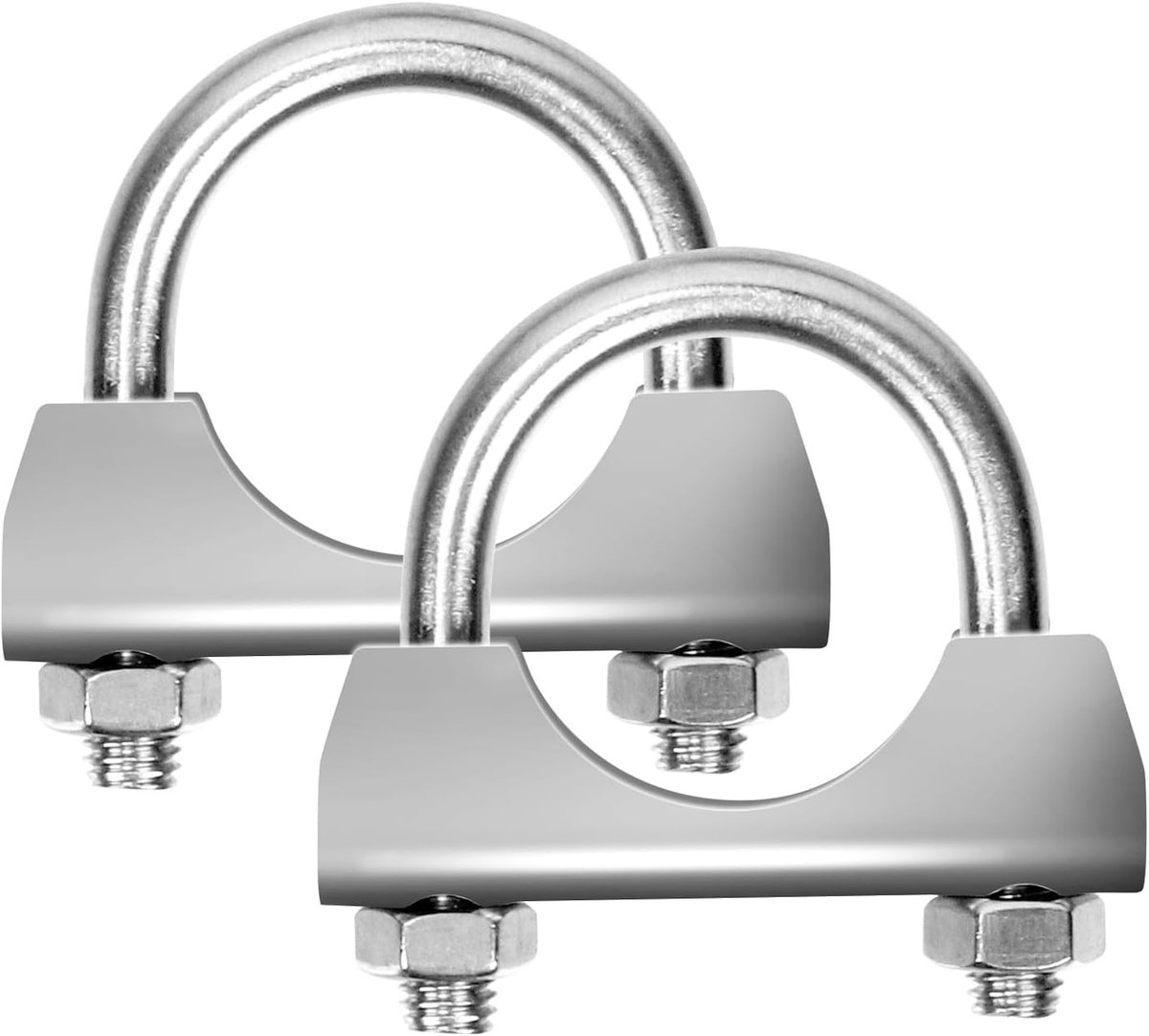 2 stuks roestvrijstalen uitlaat U-klemmen 32 mm (1-1/4 inch) met zadelflens voor uitlaat eindpijp