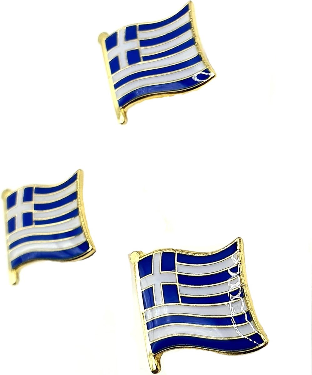 Grieks Europa EU Egeïsche metalen emaille land vlag pin badge Pack van 3, Metaal